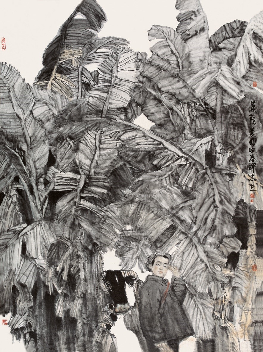 <h2>蕉荫晨曲</h2><p>作者：蔡超</p><p>创作年代：2004年</p><p>规格：163cm×122cm </p><p>品类：国画</p>